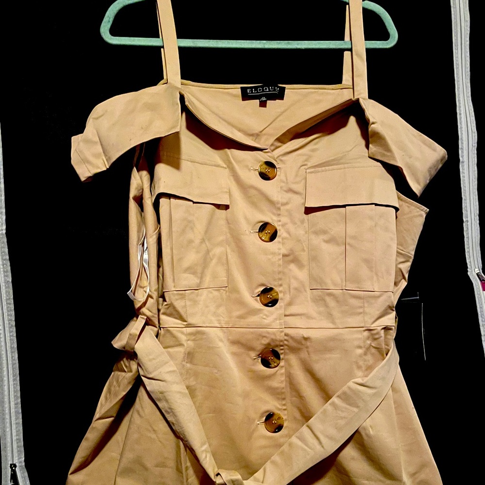 Khaki ELOQUII handkerchief dress